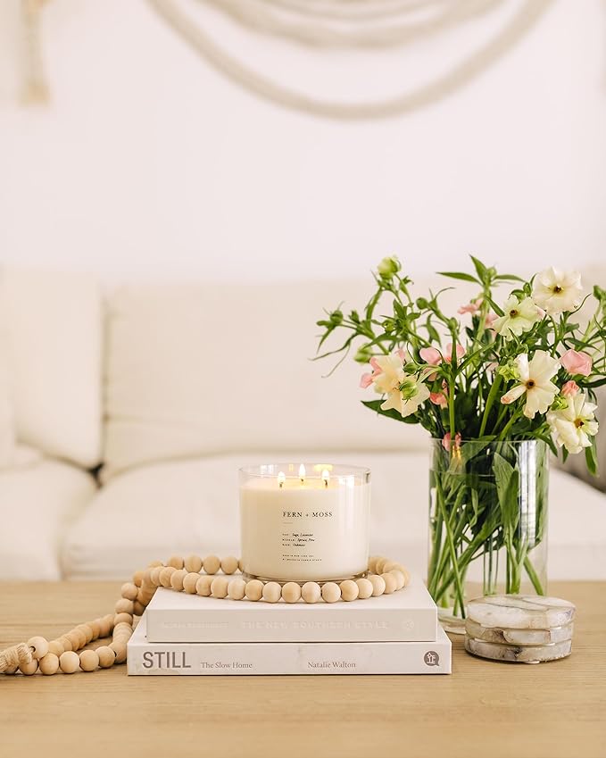 Brooklyn Candle Studio Fern & Moss XL 3 Wick Candle - Luxury Scented Candle, Vegan Soy Wax, Hand Poured in The USA, 100 Hour Slow Burn Time - 27oz