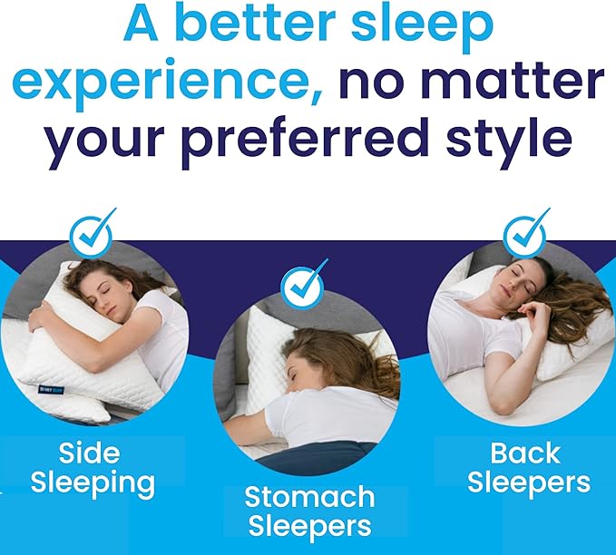 Sidney Sleep Pillow for Side and Back Sleepers - Comfort for Neck and Shoulder Pain - Adjustable and Customizable Shredded Memory Foam Filling - King Size - Additional Foam Fill Included (Grey)