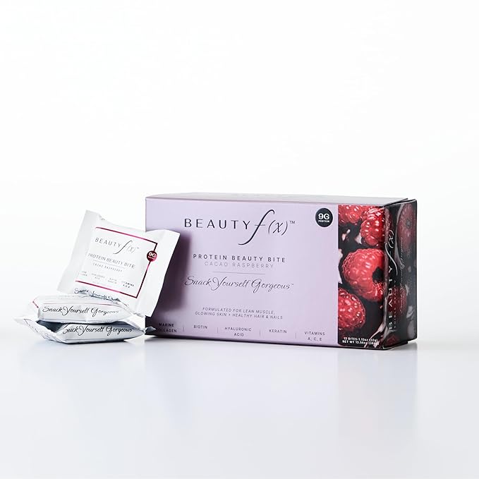 Beauty FX Collagen Protein Bars – Cacao Raspberry | 10g Protein, Hyaluronic Acid, Biotin, Marine Collagen, Hydrolyzed Keratin | Healthy Hair, Lean Muscle & Firm Skin | Anti-Aging | 12-Pack