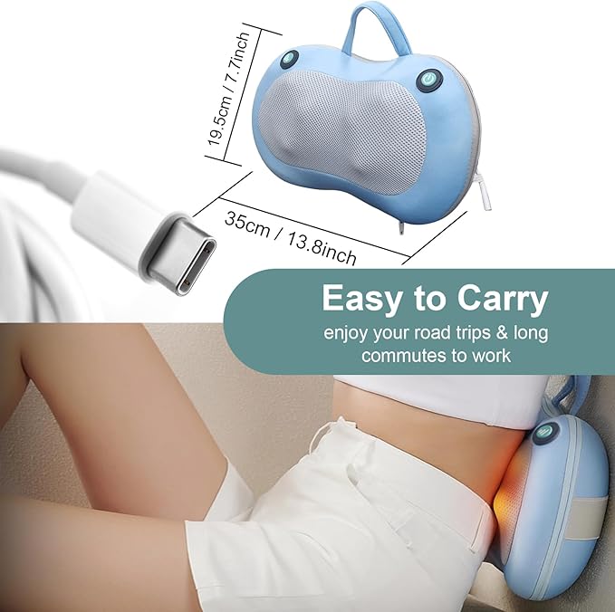 White Elephant Gifts for Adults,Christmas Gifts for Women Men,Shiatsu Neck Back Massager for Pain Relief Deep Tissue,Back Massager Deep Tissue Kneading with Heat,3D Electric Pillow(Blue)