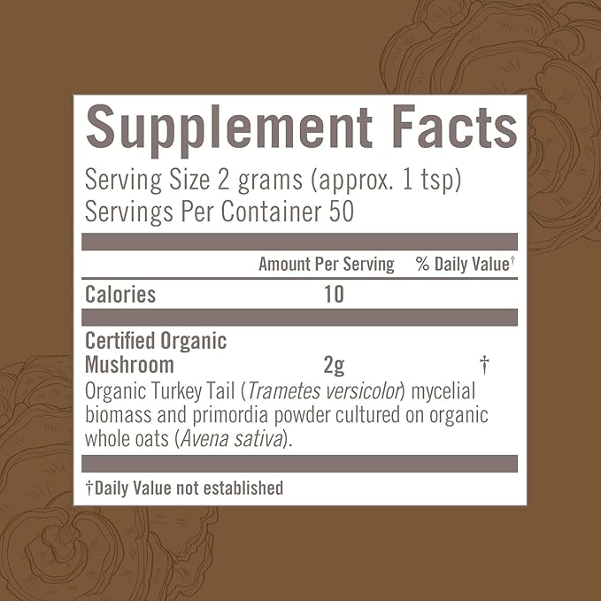 Om Mushroom Superfood Turkey Tail Organic Mushroom Powder, 3.5 Ounce, 50 Servings, Immune Support, Polysacchrides, Beta-Glucans, Gut Health & Holistic Defense Mushroom Supplement