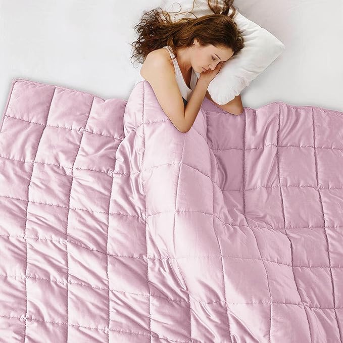 L'AGRATY Weighted Blanket - 80"x87" 25lbs Cooling Breathable Heavy Blanket Microfiber Material with Glass Beads for Adult All-Season Summer Fall Winter Soft Thick Comfort