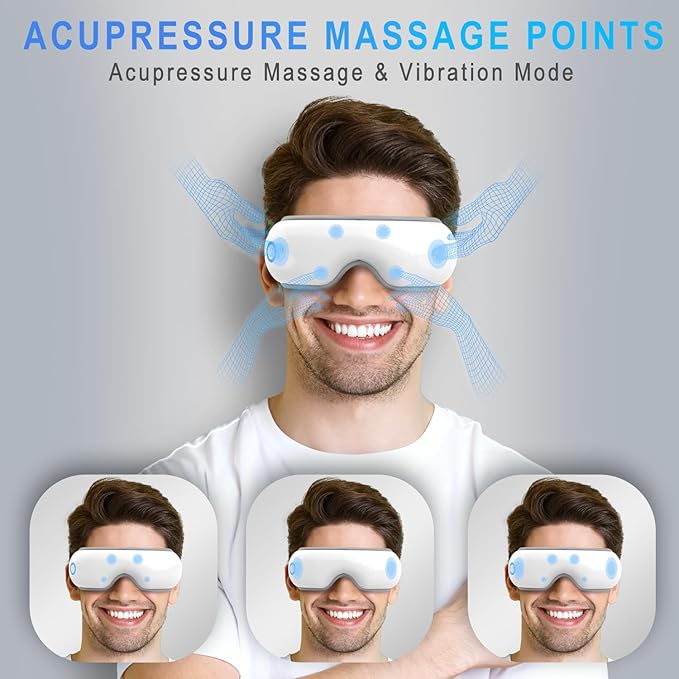Eye Massager with Heat & Bluetooth Music - Rechargeable Eye Mask for Migraine Relief & Sleep Improvement,Includes EVA Travel Case, Gift for Mom/Dad (Mother's Day/Birthday)