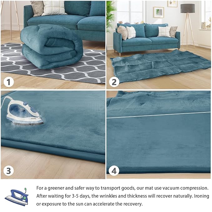 Baby Play Mat 1.2" Thick Memory Foam Nursery Rug Area Rug, 9β2β X 6β7β Yoga Mat Playmat Crawling Mat for Baby,Toddlers, Infants, Kids,Floor Mat Tatami Mat for Living Room with Non-Slip(Green)