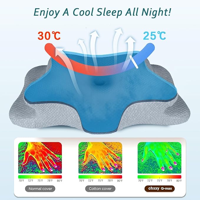 Cervical Neck Pillow for Pain Relief Sleeping, Contour Memory Foam Pillows, Ergonomic Side Sleeper Pillows for Adults, Cooling Orthopedic Neck Support Pillow for Back Stomach Sleepers