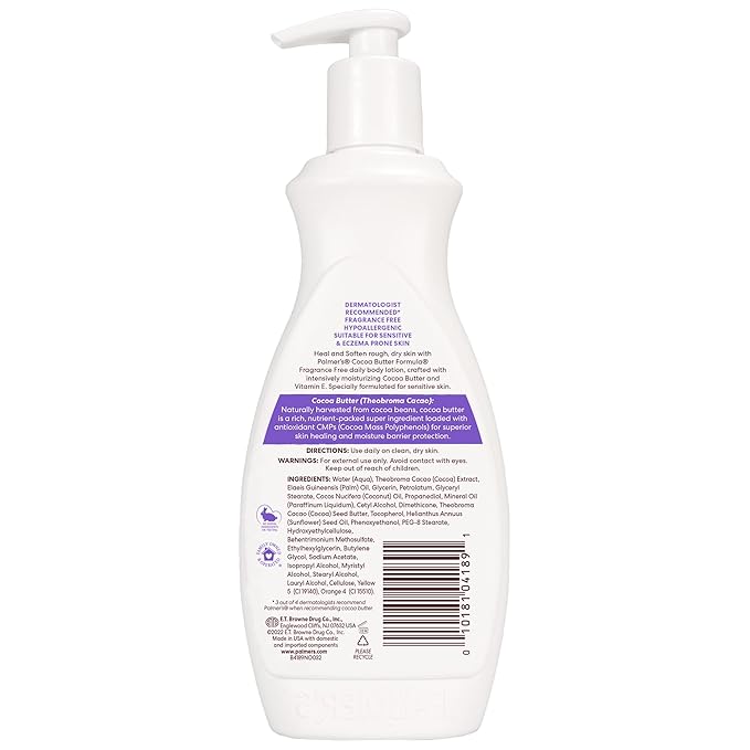 Palmer's Cocoa Butter Formula Fragrance Free Body Lotion, 13.5 Ounce (Pack of 2)