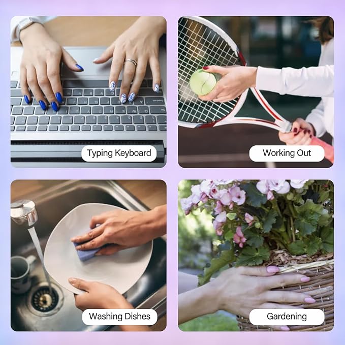 Vansiho French Gel Nails Kit - Short Square French Tip Press on Nails Kit, Nail Gel and Nail Lamp for Gift and Nail Art DIY