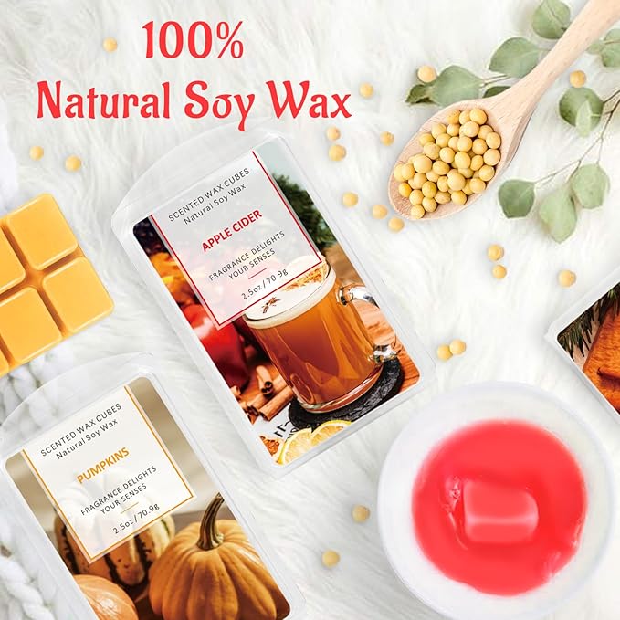SCENTORINI Wax Melts, Fall Scented Wax Melts, Vanila Cupcake, Pumpkins, Hot Chocolate, Balsam & Cedar, Apple Cider, Orange Cinnamon, Warm Campfire, Cookies for Santa, 8 x 2.5 oz