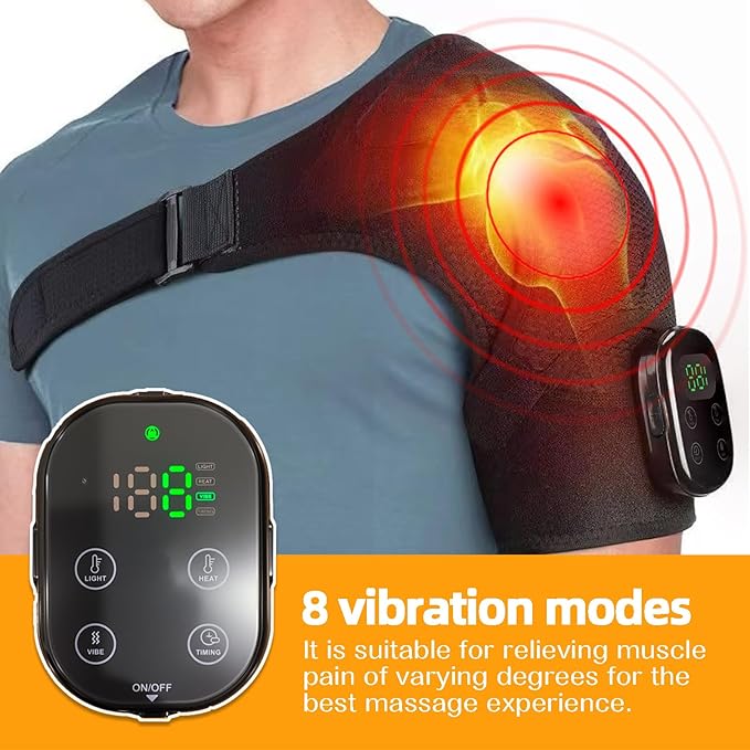 Cordless Heating Vibration Massage Shoulder Heating Pad Shoulder Massager for Pain Relief Deep Tissue Soothing Arthritis Blood Circulation Muscle Relax