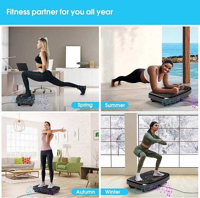 SoftGym Vibration Plate Exercise Machine for Lymphatic Drainage,Power Vibrate Stand Shake Board 450 Lbs Capacity Whole Body Workout Waver with Fitness Resistance Bands Weight Loss Gifts for Women Men