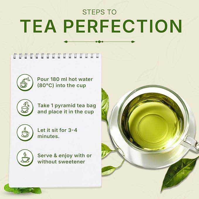 Mint Green Tea Bags (50 Count), Green Tea with Peppermint & Spearmint, Caffeinated, Real and Natural Green Tea, Blended with Fresh Herbs and Spices, Gluten Free