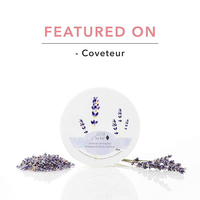 100% PURE French Lavender Whipped Body Butter, Body Lotion for Dry Skin, Made with Shea Butter, Cocoa Butter, Moisturizing Body Cream, Natural Lotion - 3.4 oz