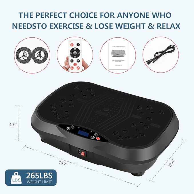 Vibration Plate Exercise Machine - Full Body Workout Vibration Platform with Loop Bands & Remote Control for Home Fitness & Weight Loss & Muscle Toning