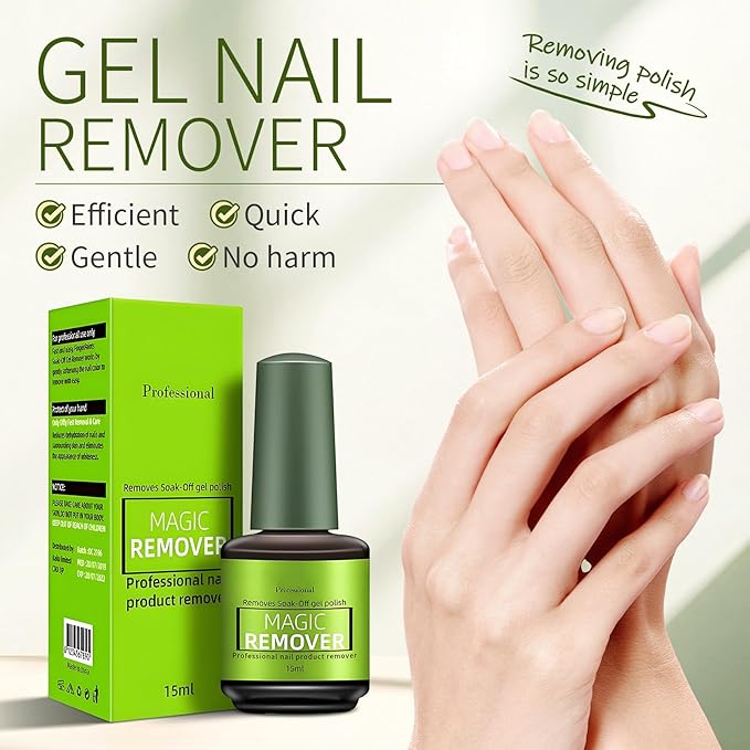Gel Nail Remover,3PCS Magic Gel Remover for Nails,Professional Gel Polish Remover,No Need to Soak or Wrap,Quickly and Easily removedor de gel para uñas - 15ml