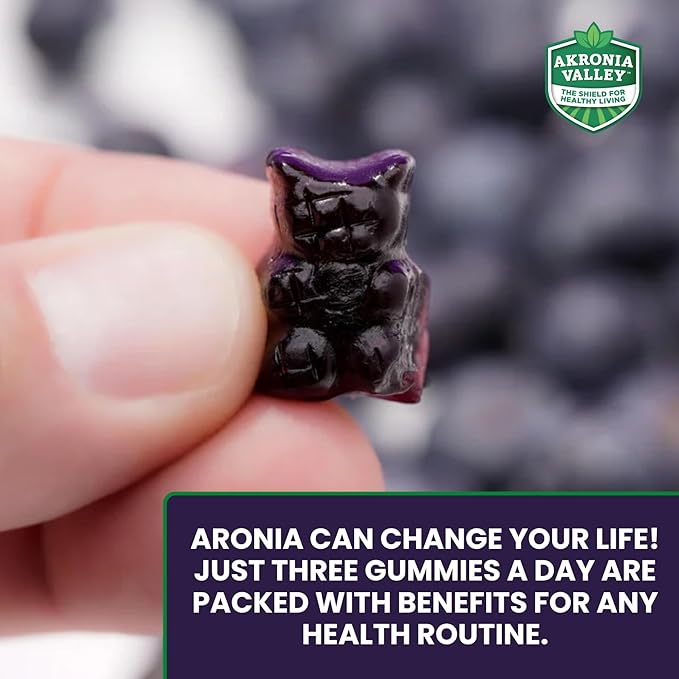 Aronia Berry Gummies | 45 Vegetarian Gummies | Pack of 1 | Immune Support, for Health and Wellness, Delicious Aronia Flavor