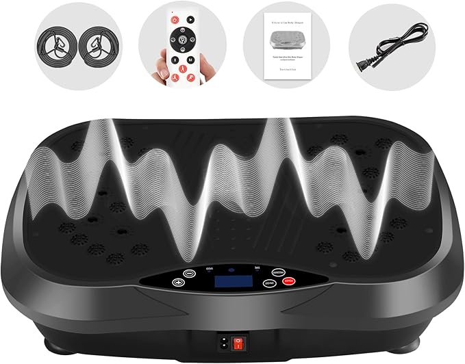 Vibration Plate Exercise Machine - Full Body Workout Vibration Platform with Loop Bands & Remote Control for Home Fitness & Weight Loss & Muscle Toning