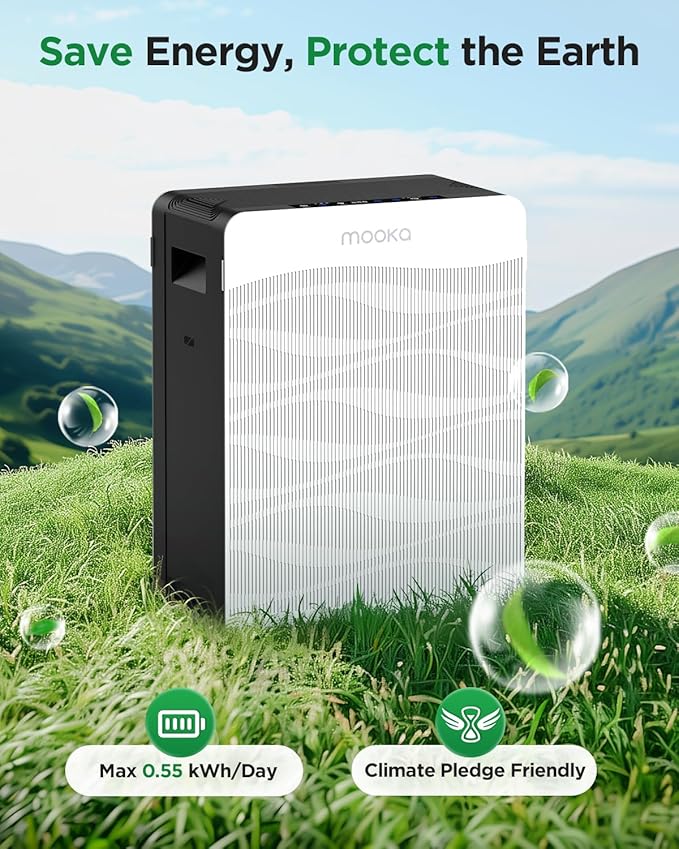 Air Purifier for Home Large Room 2800 Ft², MOOKA Double-Sided HEPA Air Purifiers for Home Pets with Washable Filters, PM 2.5 Air Quality Monitor, Air Filter Cleaner for Bedroom, Dorm Room, Office