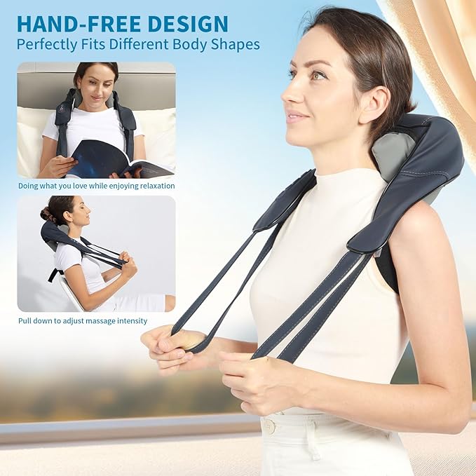 Neck and Shoulder Massager with Infrared, Shiatsu Back Massager for Pain Relief, Cordless Electric Deep Tissue 6D Kneading Massager for Neck, Shoulder, Leg, Back Muscle Tension Release