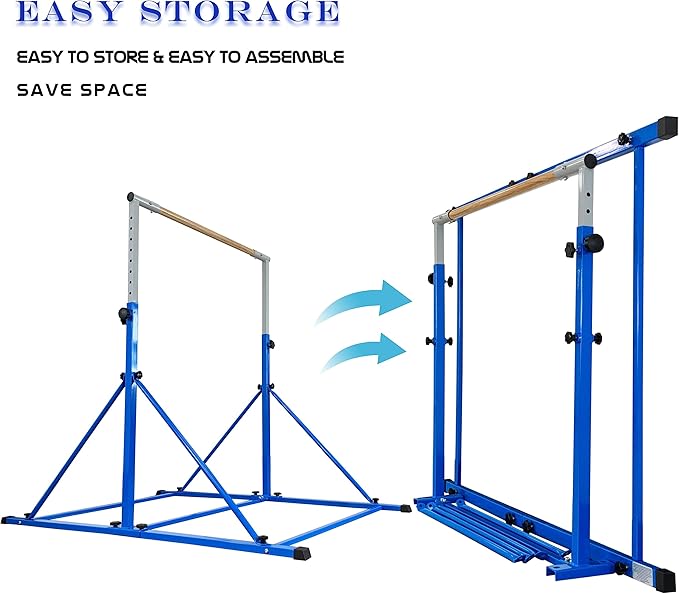 Gymnastic Bar for Kid and Teenage Ages 3-25, 5 FT / 6 FT Base Length, 5 FT / 6 FT Height, Gymnastic Kip Bar Horizontal Bar for Gymnast, Gymnastic Training Equipment for Home and Club Use
