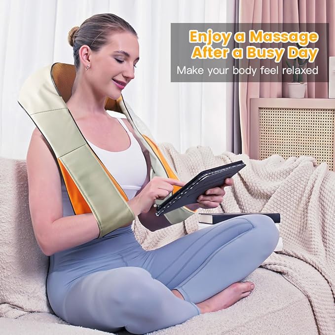 Cordless Neck and Should Massager, Kneading Neck and Back Massager for Pain Relief with Rechargeable Battery, Portable Body Massager