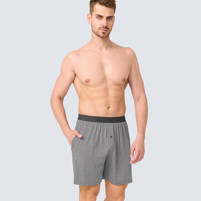Men's Pajama bottoms Lounge Sleep Shorts Soft Comfortable Breathable Pajamas Shorts with Pockets 2 Pack