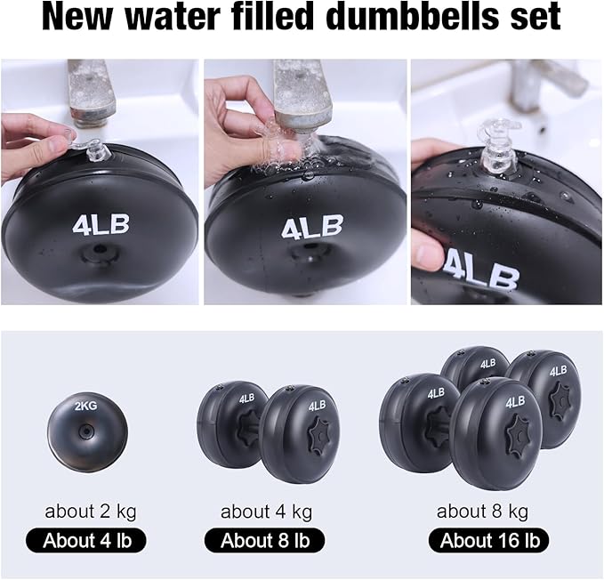 Water Filled Dumbbells Set - Water Filled Weights - Portable Travel Weights - Weights Adjustable Dumbbells - Portable Fitness Equipment - Strength Training - Fitness and Shaping