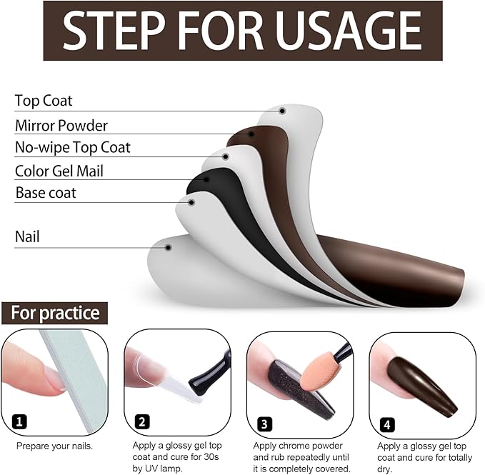 Artdone Chrome Nail Powder, Coffee Color Iridescent Aurora Powder Metallic Mirror Effect Pigment Pearlescent Mermaid Pigment Pearl Glitter Dust Kit, Nail Art Decoration, Resin Craft