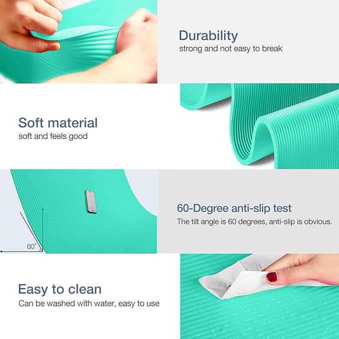 Yoga Mat Non Slip NBR Thick Yoga Mat, 72"L x 32"/24"W x 0.6"/0.4"TH (185cm x 80cm/61cm x 15mm/10mm), Anti-Tear Exercise Mat with Carrying Strap and Bag, Workout Mats for Yoga, Pilates, Floor Exercises