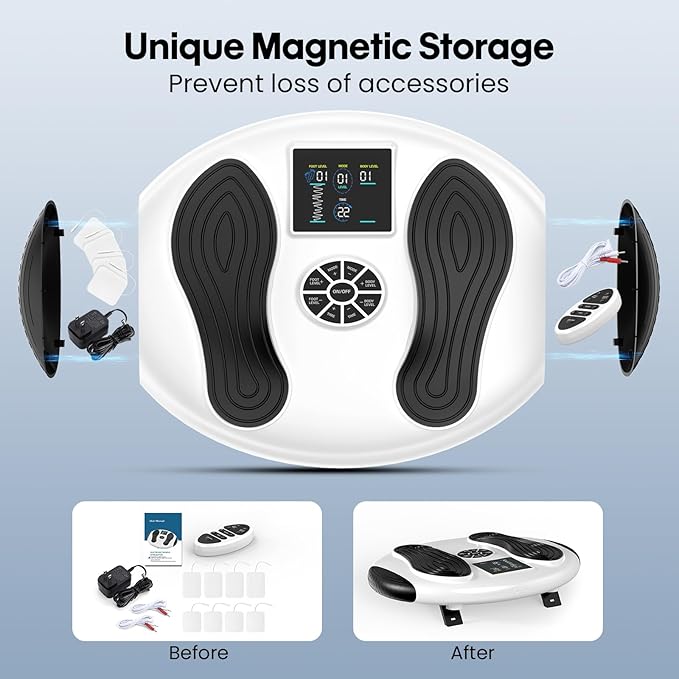 Foot Massager for Neuropathy with Magnetic Storage, EMS & TENS & EPT & NMES+ 4-in-1 Therapies, Effective Foot Pain Relief, Transcutaneous Electrical Nerve Stimulator