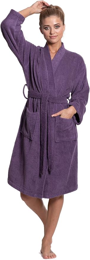 Turkuoise Soft & Absorbent Towel Robe, 100% Cotton Turkish Terry Cloth Kimono Bathrobes for Women