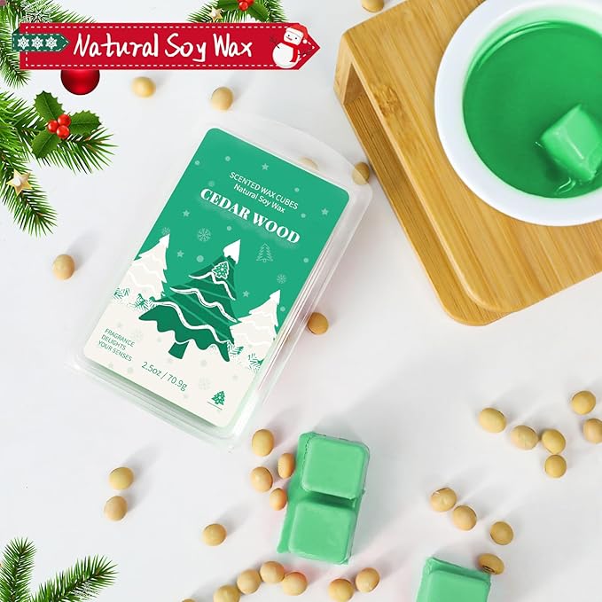 SCENTORINI Christmas Wax Melts, Scented Wax Melts, Wax Melts for Candle Making, Cedar Wood, Ginger Bread, Vanilla Cake, Apple & Cinnamon, 8 x2.5 oz