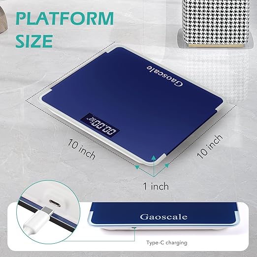 Blue Digital Scales for Body Weight,Highly Accurate Gaoscale Weighing Scale for Body Weight,Weight Scales Bathroom,Weight Scale with Sturdy Tempered Glass,LCD Backlit Display,180kg/396lb