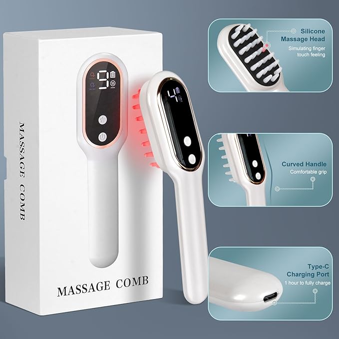 Laser Therapy Hair Growth Comb, Electric Scalp Massager, Handheld Comb-Shaped Hair Regrowth Device for Hair Growth & Hair Care for Thicker, Healthier Hair