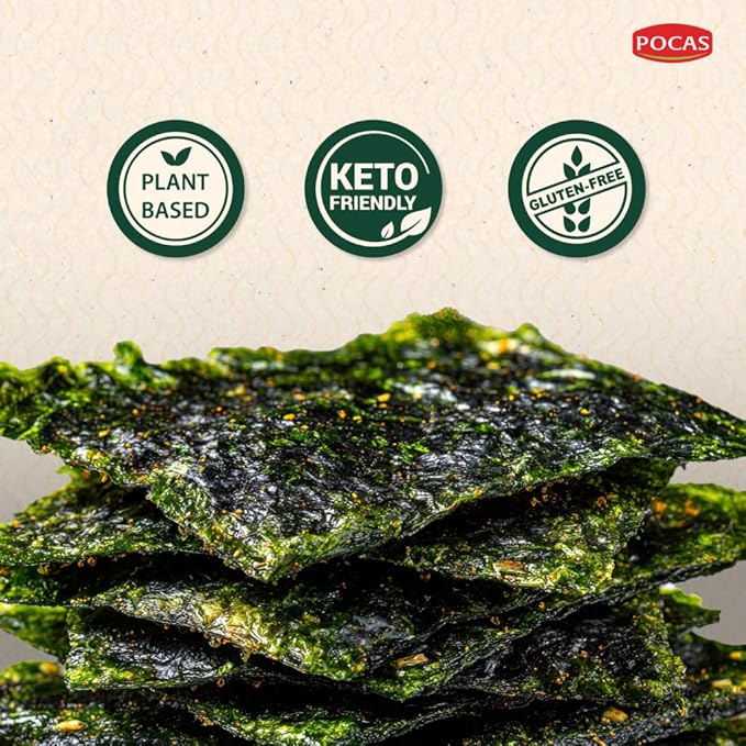 Laverland Crunch Minions Seaweed Snack Wasabi Flavor 18 Count (2 Packs), Korean Roasted Seaweed, Low Calorie, Vegan and Keto friendly, Gluten Free