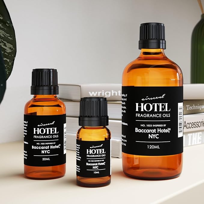AirScent Hotel Diffuser Oil No. 1023 Inspired by The Baccarat Hotel Scent - Love Affair Fragrance Oil for Ultrasonic and Waterless Diffusers and Crafting - 120 mL, 4 fl oz Glass Bottle with Dropper