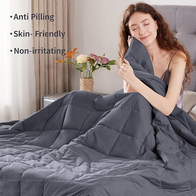 Weighted Blanket Queen Size (60"x80" 25lbs),Ultra Soft and Cozy Cooling Weighted Blanket Queen Size for Adult,Heavy Blanket with Machine Washable Soft Blanket, Dark Grey