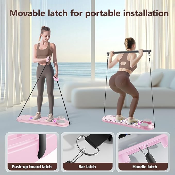 Pilates Board Pilates Reformer Set - Multifunctional Home Workout Board for Core & Abdominal Training,Portable Pilates Equipment for Women & Beginners