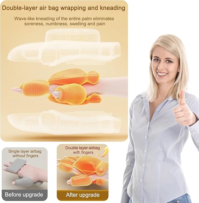 EGH Hand Massager with Heat and Compression – 14 Airbags, 3 Modes & 5 Intensities, Wireless Rechargeable Portable Wrist & Finger Massager, Gift for Women/Men (Gray)