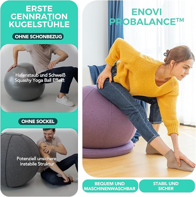 ProBalanceΩ Ball Chair, Yoga Ball Chair Exercise Ball Chair with Slipcover and Base for Home Office Desk, Birthing & Pregnancy, Stability Ball & Balance Ball Seat to Relieve Back Pain, Multiple color size