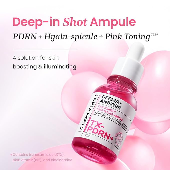 CNP PDRN + Tranexamic Acid Serum 15%, Pink Toning Skin Booster, Niacinamide & Micro-spicules, for Glass Skin, Korean Skin Care, 1. 01 fl. oz.