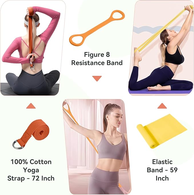 HASHMUST Pilates Ring Kit 12 PCS for Women, Home Workout Equipment with Magic Circle, Mini Exercise Ball, Resistance Bands, Massage Lacrosse, Yoga Strap, Full-Body Fitness Set for Toning & Gift