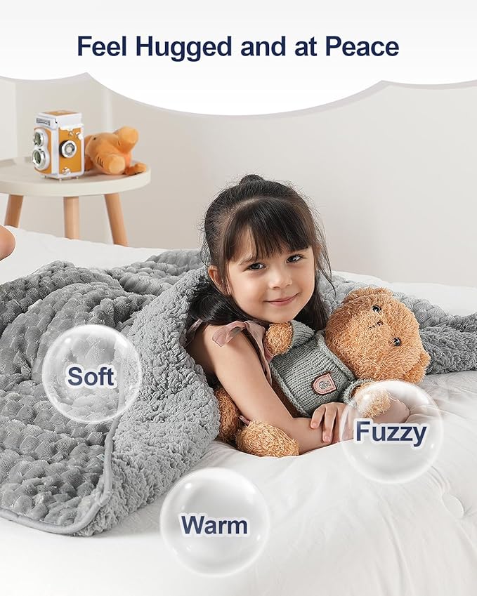Super Soft Luxury Fleece Sherpa Weighted Blanket for Teens, 5lbs Small Weighted Lap Blanket for Adults, Turtle Shell Cozy Warm Throw for Winter, Compact Heavy Blanket for Sleep & Travel, Grey, 36"x48"