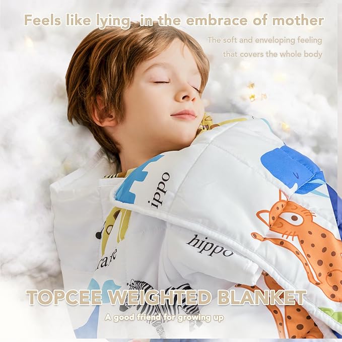 Topcee Weighted Blanket (5 lbs, 36" x 48") Cooling Throw Heavy Blanket for Sleeping Apply to 40-60 lbs, Soft Thick Breathable Blanket with Glass Bead, Easy Care