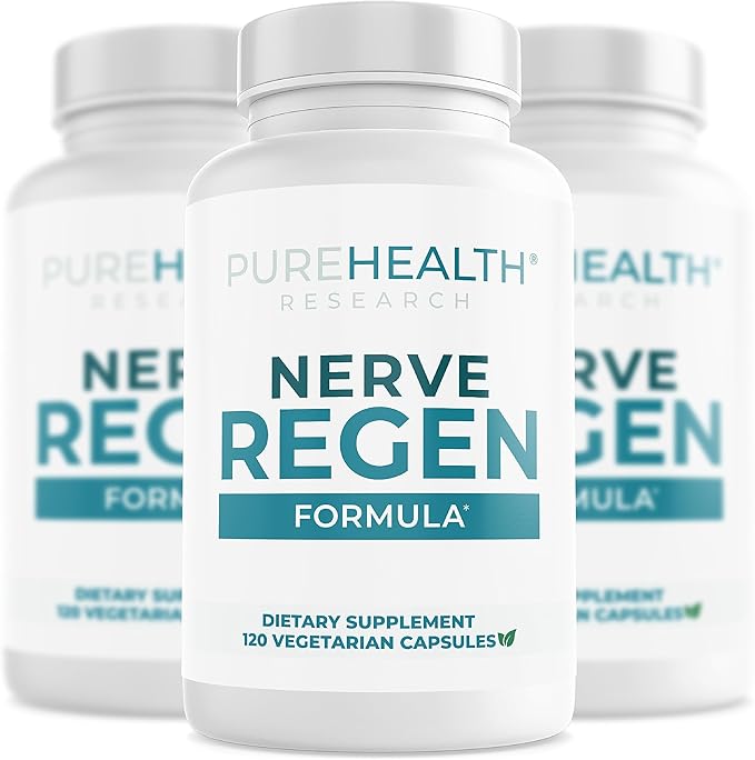 PUREHEALTH RESEARCH Nerve Regen Formula - Nerve Renew for Numbness, Tingling and Burning with R Alpha Lipoic Acid, Benfotiamine 300mg & Passion Flower Extract - Ala Nerve Support Supplement, 3 Bottles