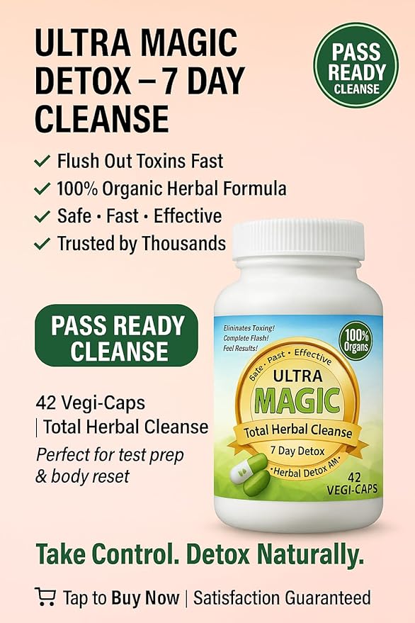 Magic Detox 7 Day Cleanse - Full Body Detox for Toxin Rid, Gut, Kidney & Liver Cleanse - Natural Herbal Detoxify and Cleanser - Non-GMO, Lab Tested, Made in USA - 42 Veg Capsules