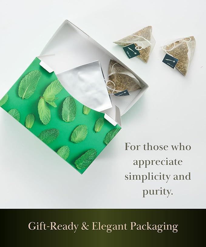 EZR Leaf Mint Herbal Tea, Caffeine Free Decaf, Pyramid Tea Bags 20 Counts 2.1 Once German Peppermint, Lemongrass, Licorice Blend for Relaxation, After-Meal, Bedtime