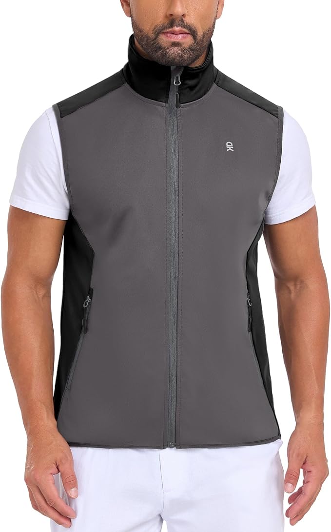 Little Donkey Andy Men's Water-resistant Outerwear Vests, Stretch Windproof Vest for Cycling, Running, Golf