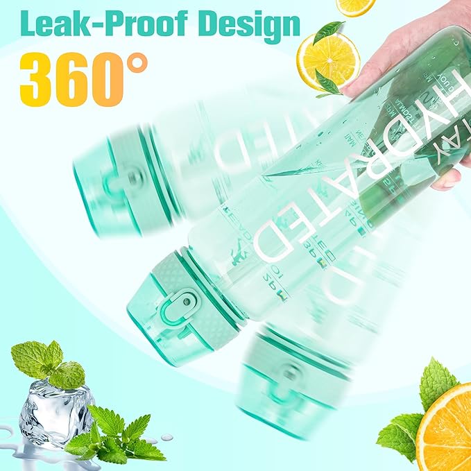 GOPPUS Clear Water Bottle With Straw 32oz Clear Sports Water Bottles Motivational with Time Marker Tritan BPA Free Clea Plastic Water Bottle Wide Mouth for Gym Travel Home School Office