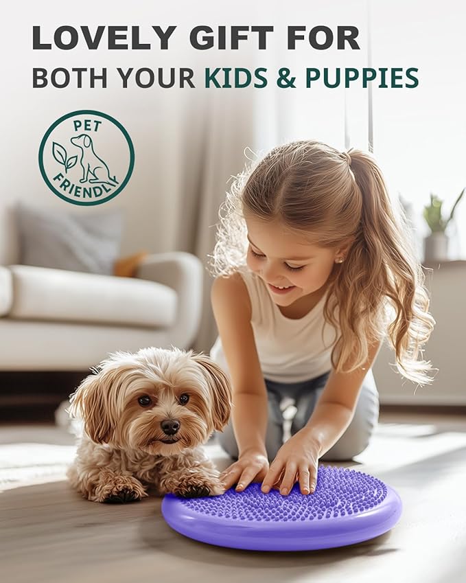 Trideer Wobble Cushion with Inflation Pump - Wiggle Seat for Sensory Kids(Multiple Colors), Balance Disc (Extra Thick)