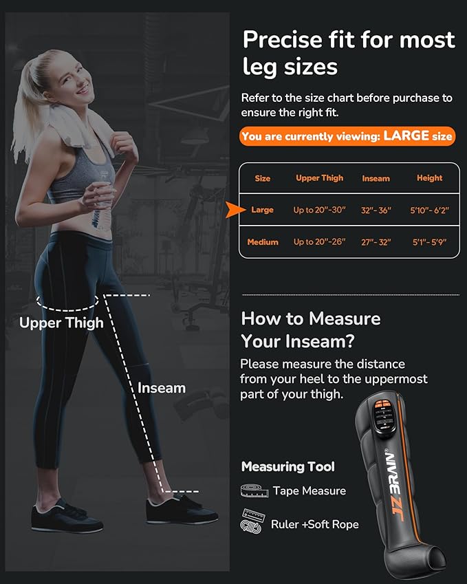 Sequential Air Compression Leg Recovery System : Professional Rechargeable Full Leg Compression Boots for Post-Workout Muscle Relaxation - Recovery Device for Athletes Runners Gym Users